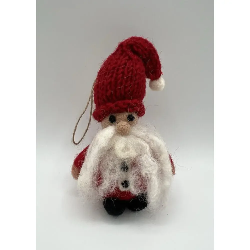 Pottery Barn Red Santa w White Beard 5” Felt Ornament